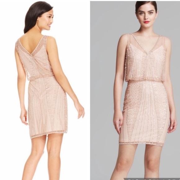Adrianna Papell Dresses & Skirts - Adrianna Papell Sequin Beaded V Neckline Cocktail Short Dress